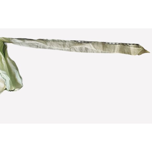Vintage Green Polka Dot Apron Lace Pocket Scalloped Edges White Silk Organza - Picture 8 of 10